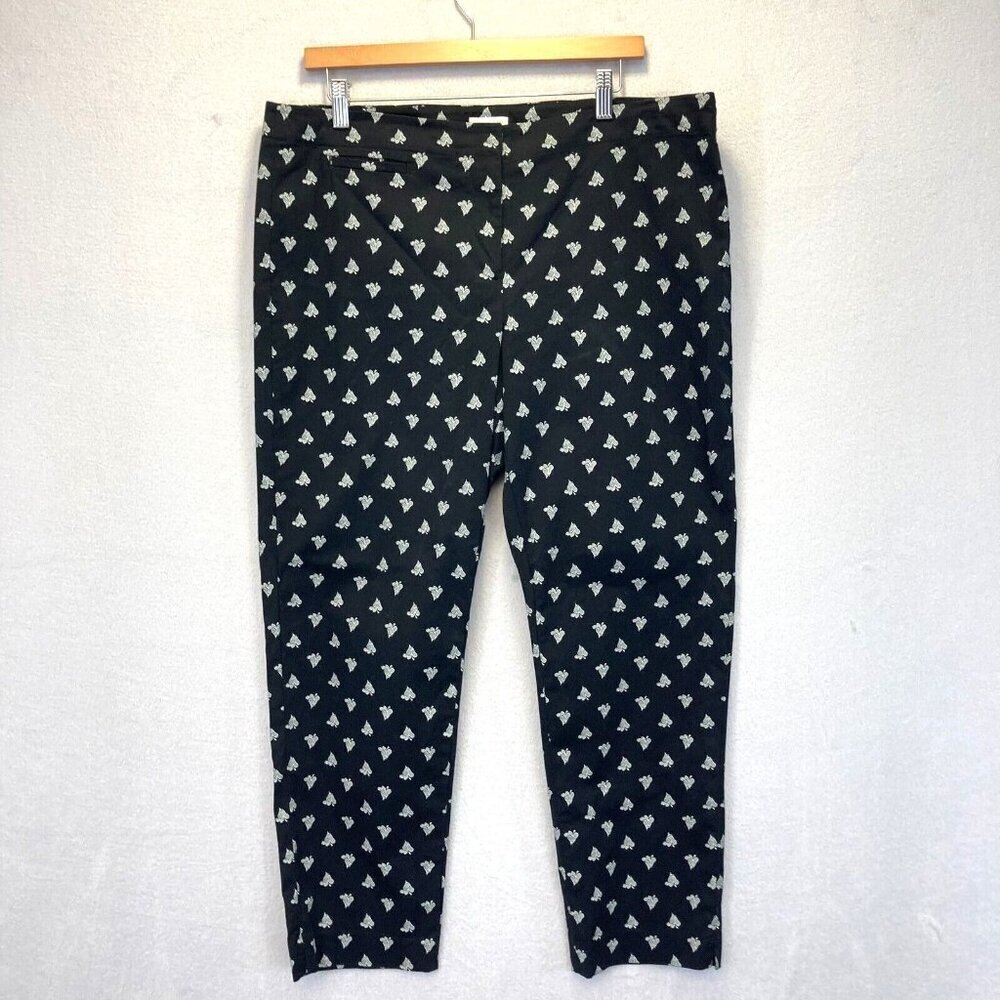 J. Jill Ankle Pants Womens Size 16 Black Tapered Paisley Career Office Classic